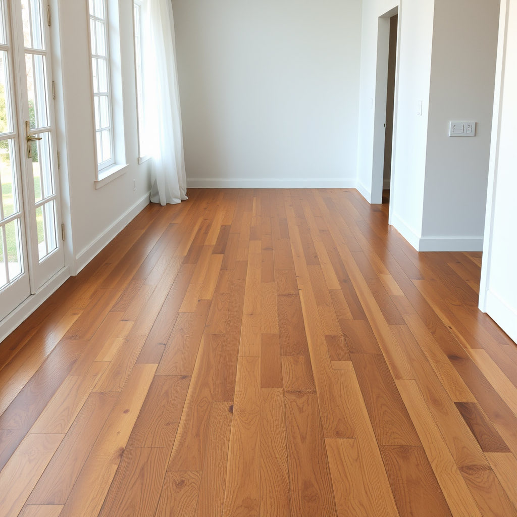 Hardwood flooring in the middle of an installation